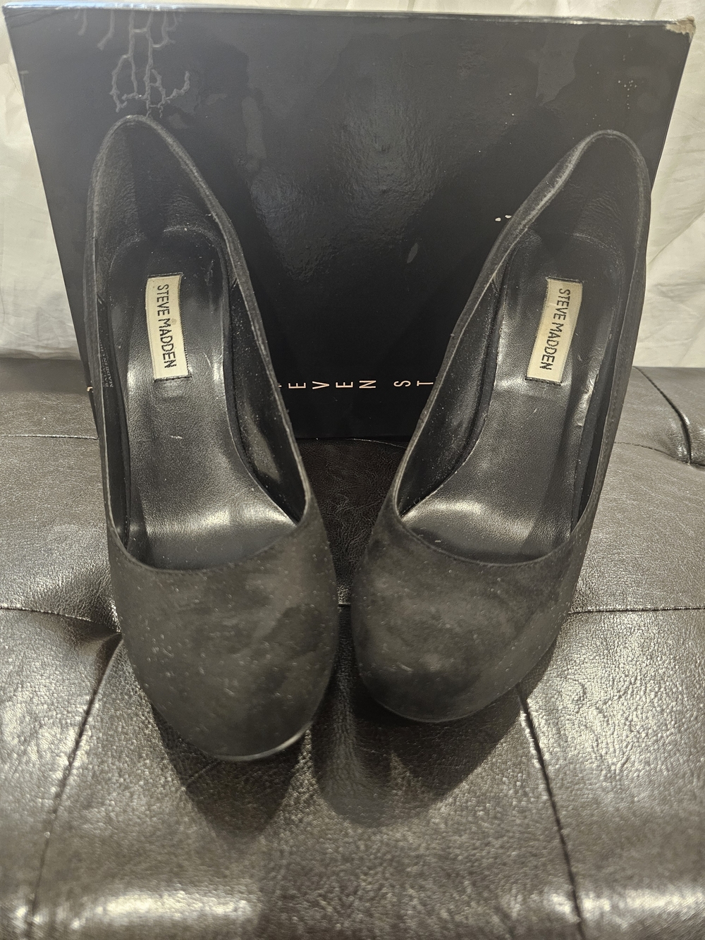 Steve Madden Black Suede Platform Pumps